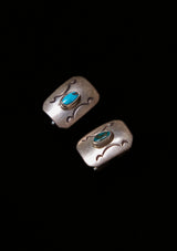 Native American Sterling Silver & Blue Turquoise Cufflinks