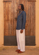 Lightweight Half Button Long Sleeve Shirt - Denim