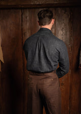 Denim Half Button Long Sleeve Workwear Shirt - Blue