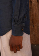 Lightweight Half Button Long Sleeve Shirt - Denim