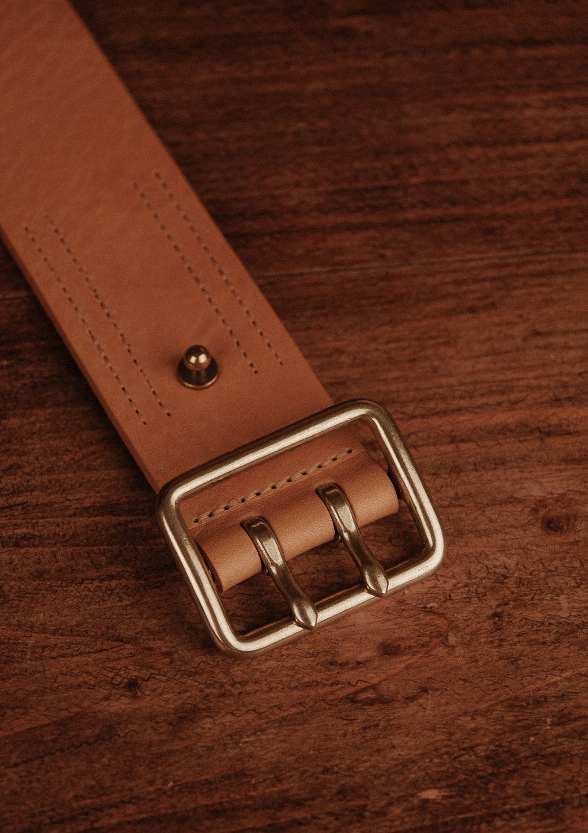 Saddle Leather Double Prong Belt - Light Tan