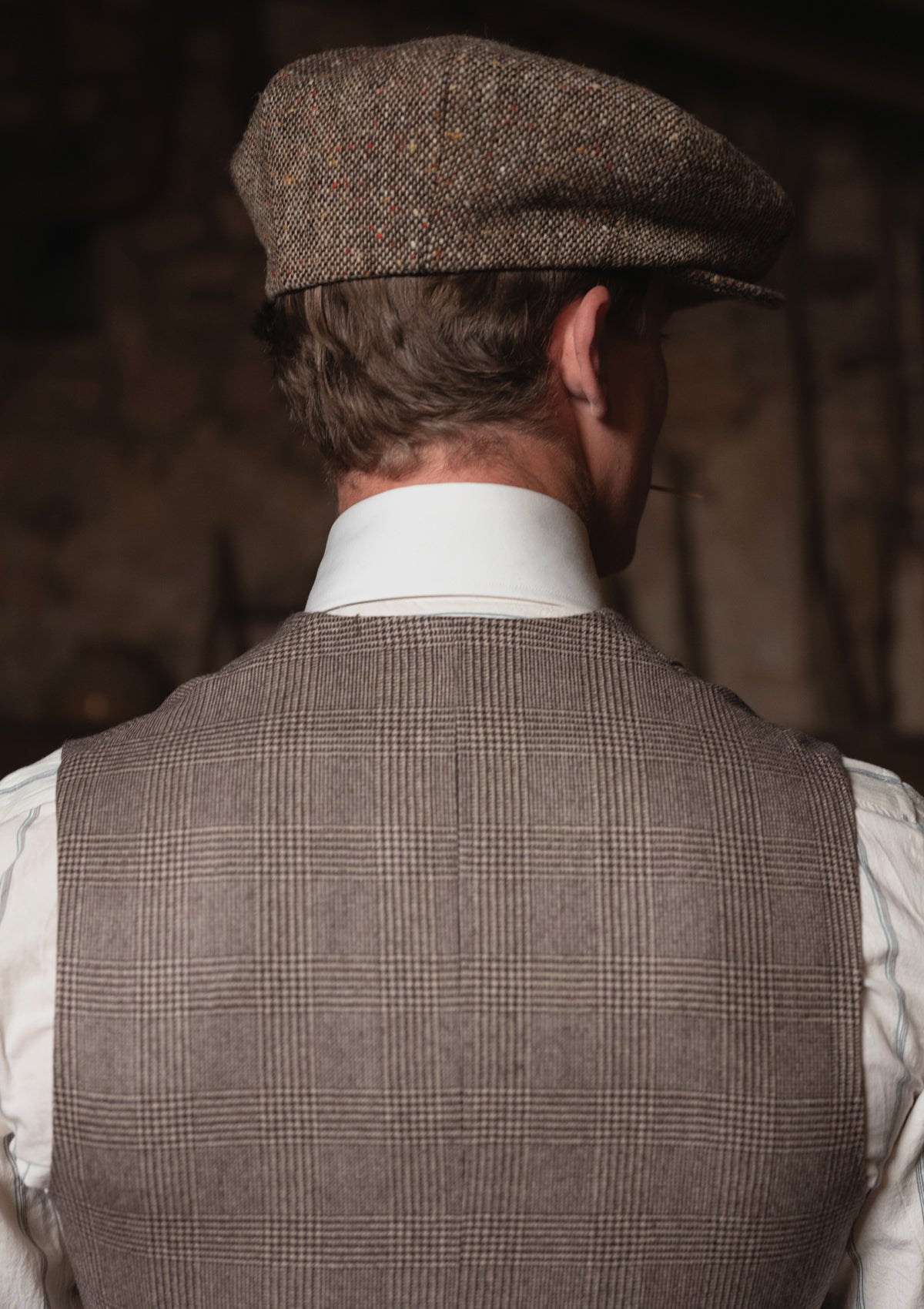 Emile Merino Wool Double Breasted Waistcoat - Dark Brown Prince of Wales