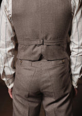 Emile Merino Wool Double Breasted Waistcoat - Dark Brown Prince of Wales