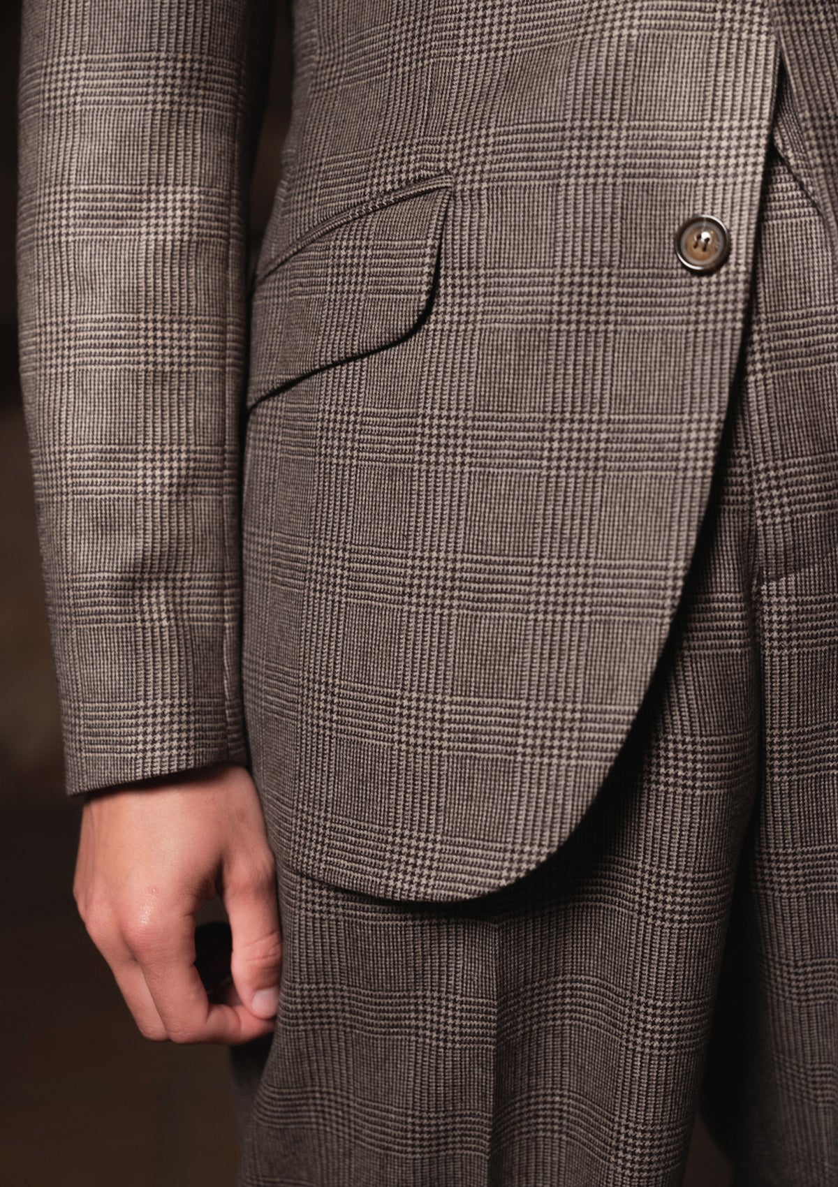 Emile Merino Wool Jacket - Dark Brown Prince of Wales