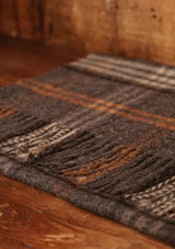 Wide Width Merino Wool Scarf - Grey & Tan Check