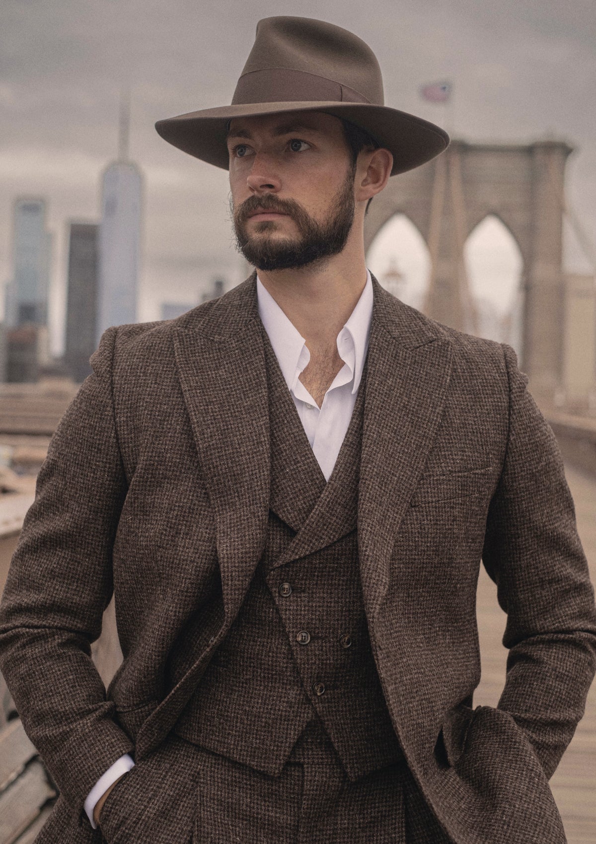 Emile Merino Wool Jacket - Brown Micro Houndstooth