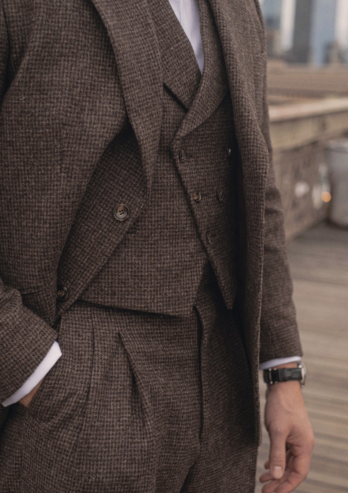 Emile Merino Wool Jacket - Brown Micro Houndstooth
