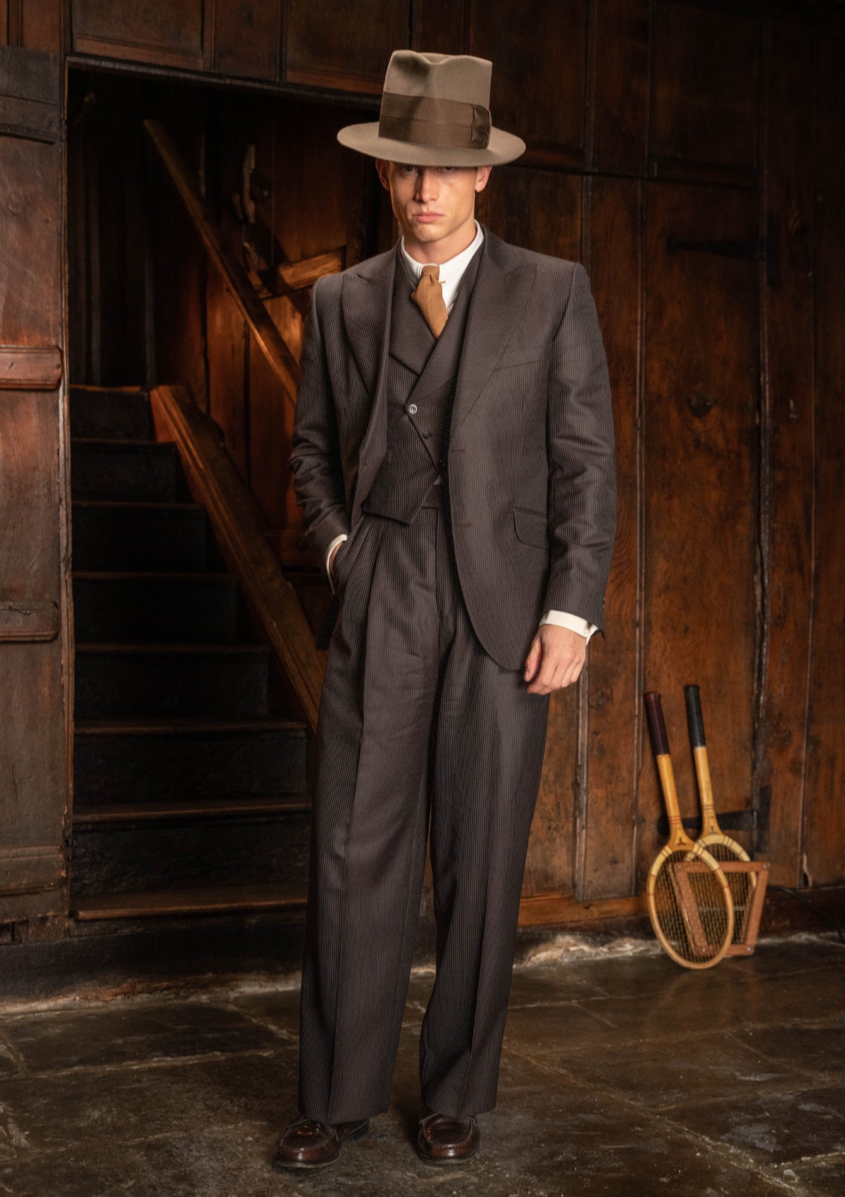 Emile Merino Wool Jacket - Tailor's Walnut Pinstripe
