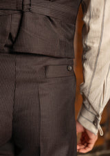 Emile Merino Wool Double Breasted Waistcoat - Tailor's Walnut Pinstripe