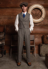 Emile Wool Flannel Double Breasted Waistcoat - Arctic Stone