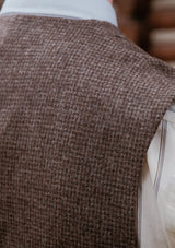 Emile Merino Wool Double Breasted Waistcoat - Brown Micro Houndstooth