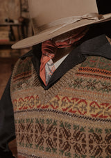 Hornton V-Neck Lambswool Fair Isle - Amber Pines