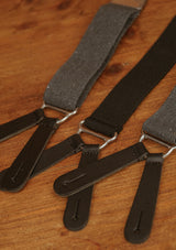 Button Braces w/ Silver Fittings - Black Grain