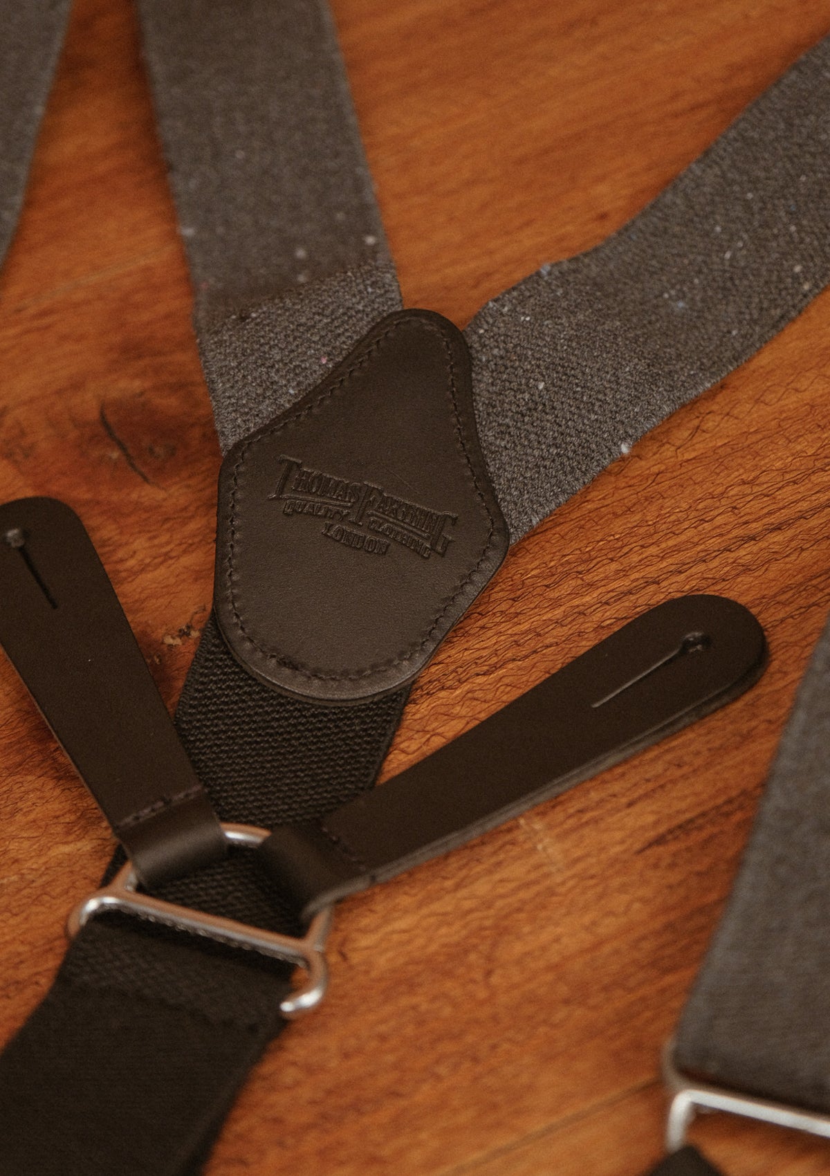 Button Braces w/ Silver Fittings - Black Grain