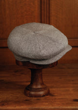 Ridgmount Baker Boy - (Narrow-Width) Low Contrast Grey Herringbone Pure Silk