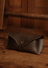 Saddle Leather Glasses Case - Dark Brown