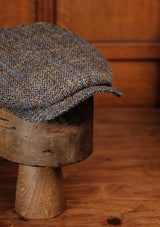 Geary Flat Cap - Rust Check Harris Tweed