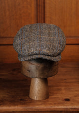 Geary Flat Cap - Rust Check Harris Tweed