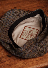Geary Flat Cap - Rust Check Harris Tweed