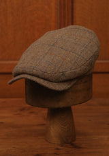 Geary Flat Cap - Rust & Navy Harris Tweed