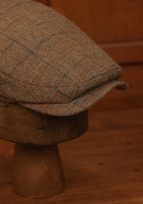 Geary Flat Cap - Rust & Navy Harris Tweed