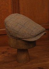 Geary Flat Cap - Rust & Navy Harris Tweed