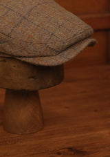 Geary Flat Cap - Rust & Navy Harris Tweed