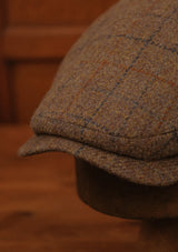 Geary Flat Cap - Rust & Navy Harris Tweed