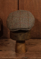 Walter Traditional Flat Cap - Rust Overcheck Harris Tweed