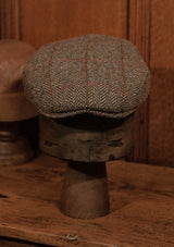 Walter Traditional Flat Cap - Rust Overcheck Harris Tweed