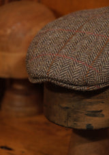 Walter Traditional Flat Cap - Rust Overcheck Harris Tweed