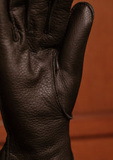 Cashmere Lined Deerskin Leather Gloves - Black