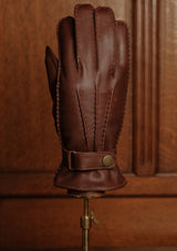 Cashmere Lined Smooth Leather Gloves - Chestnut