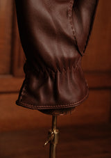 Cashmere Lined Smooth Leather Gloves - Chestnut