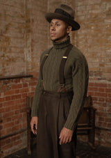 Anderson Cable Knit Super-soft Lambswool Sweater - Loden Green