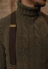 Anderson Cable Knit Super-soft Lambswool Sweater - Loden Green