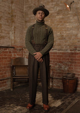 Anderson Cable Knit Super-soft Lambswool Sweater - Loden Green