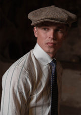 Club Collar Japanese Cotton Shirt - Wide Green Pinstripe