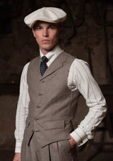 Club Collar Japanese Cotton Shirt - Wide Green Pinstripe