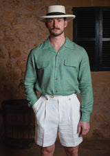 Long Sleeve Linen Board Shirt - Green
