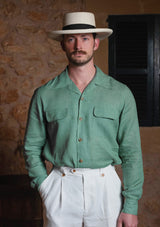 Long Sleeve Linen Board Shirt - Green