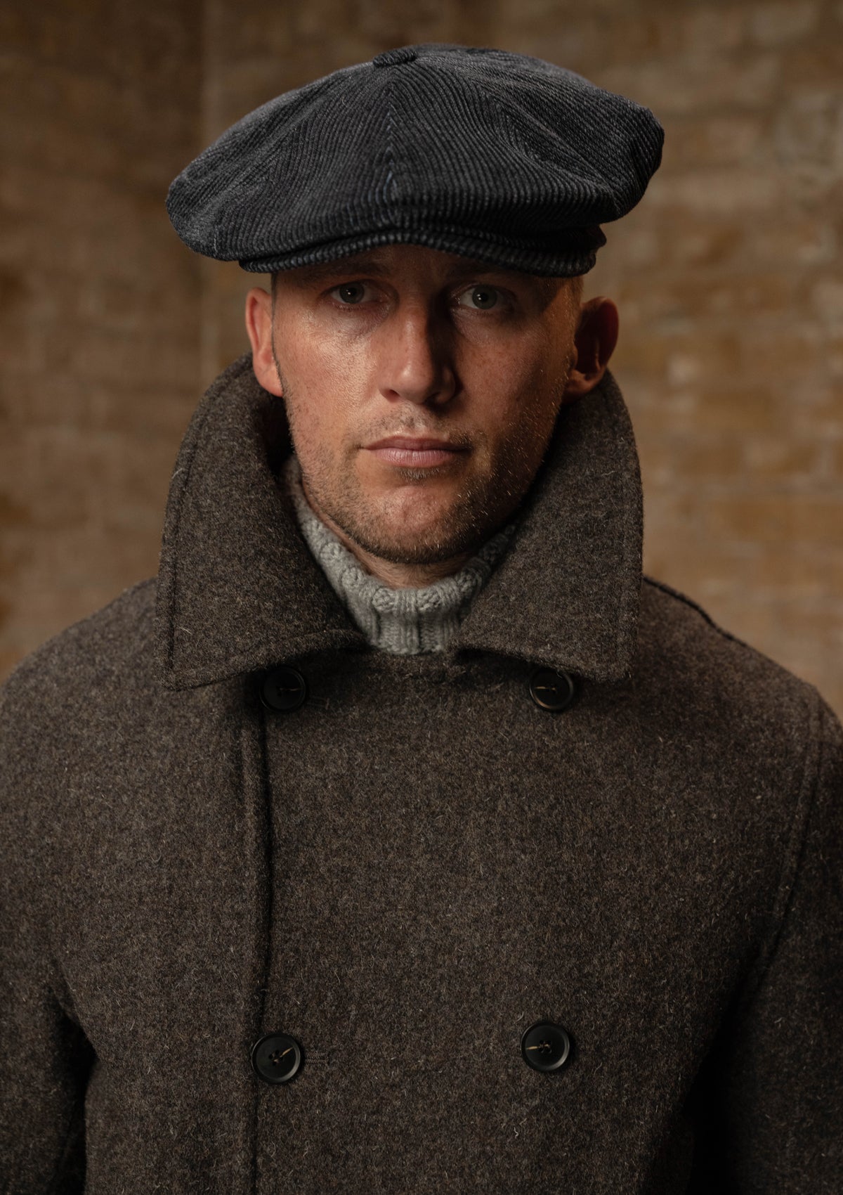Storm-Collar Pure Wool Pea Coat - Ashmore Flint