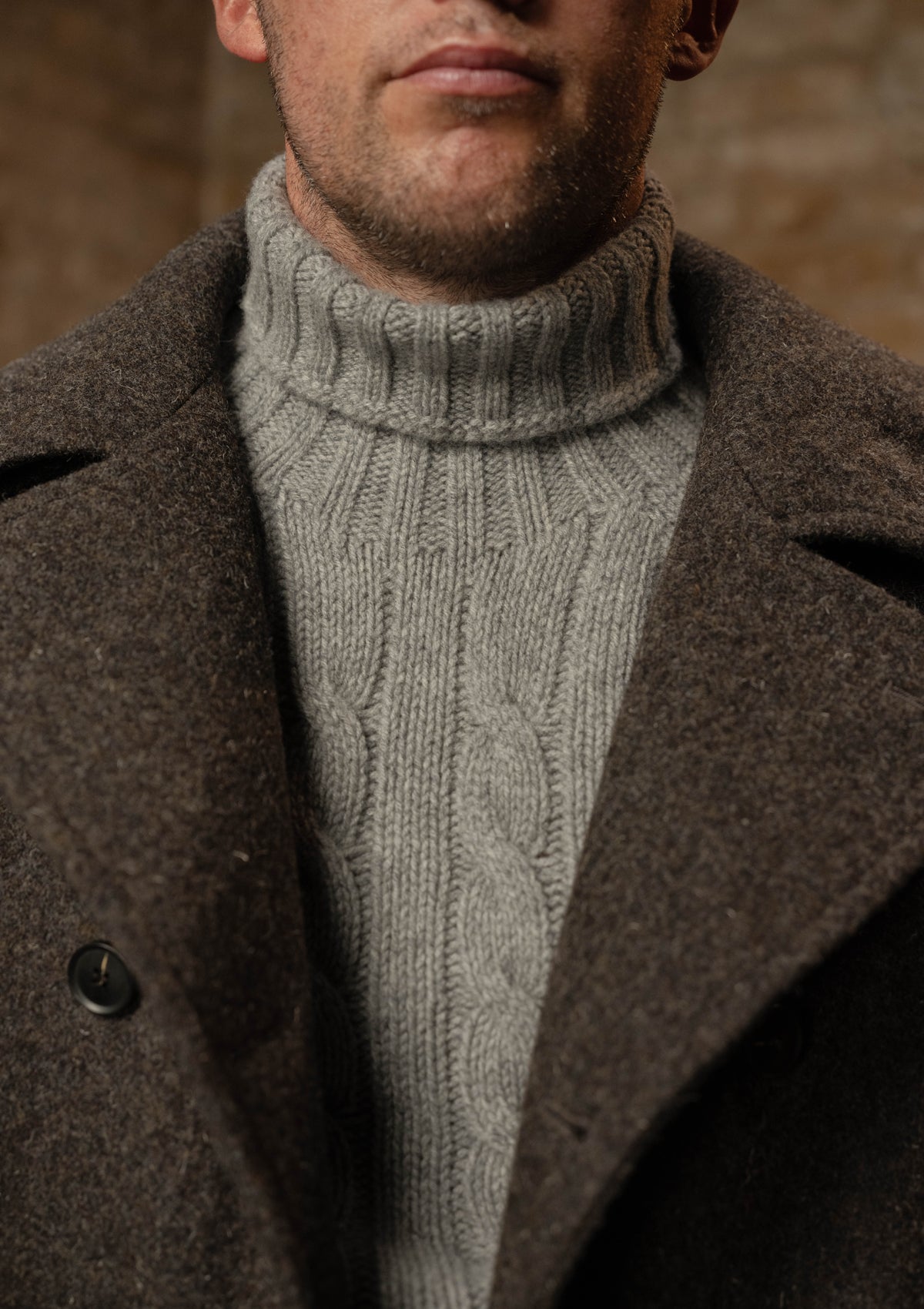 Storm-Collar Pure Wool Pea Coat - Ashmore Flint