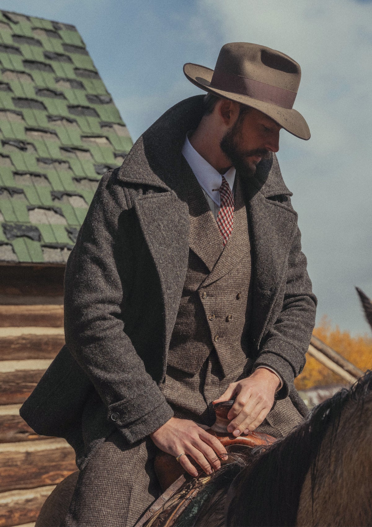 Storm-Collar Pure Wool Pea Coat - Ashmore Flint