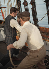 Denim Half Button Long Sleeve Workwear Shirt - Salted Sail