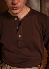 Long Sleeve Henley - Tobacco
