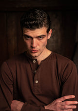 Long Sleeve Henley - Tobacco