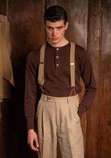 Long Sleeve Henley - Tobacco