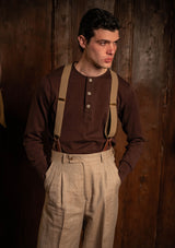 Long Sleeve Henley - Tobacco