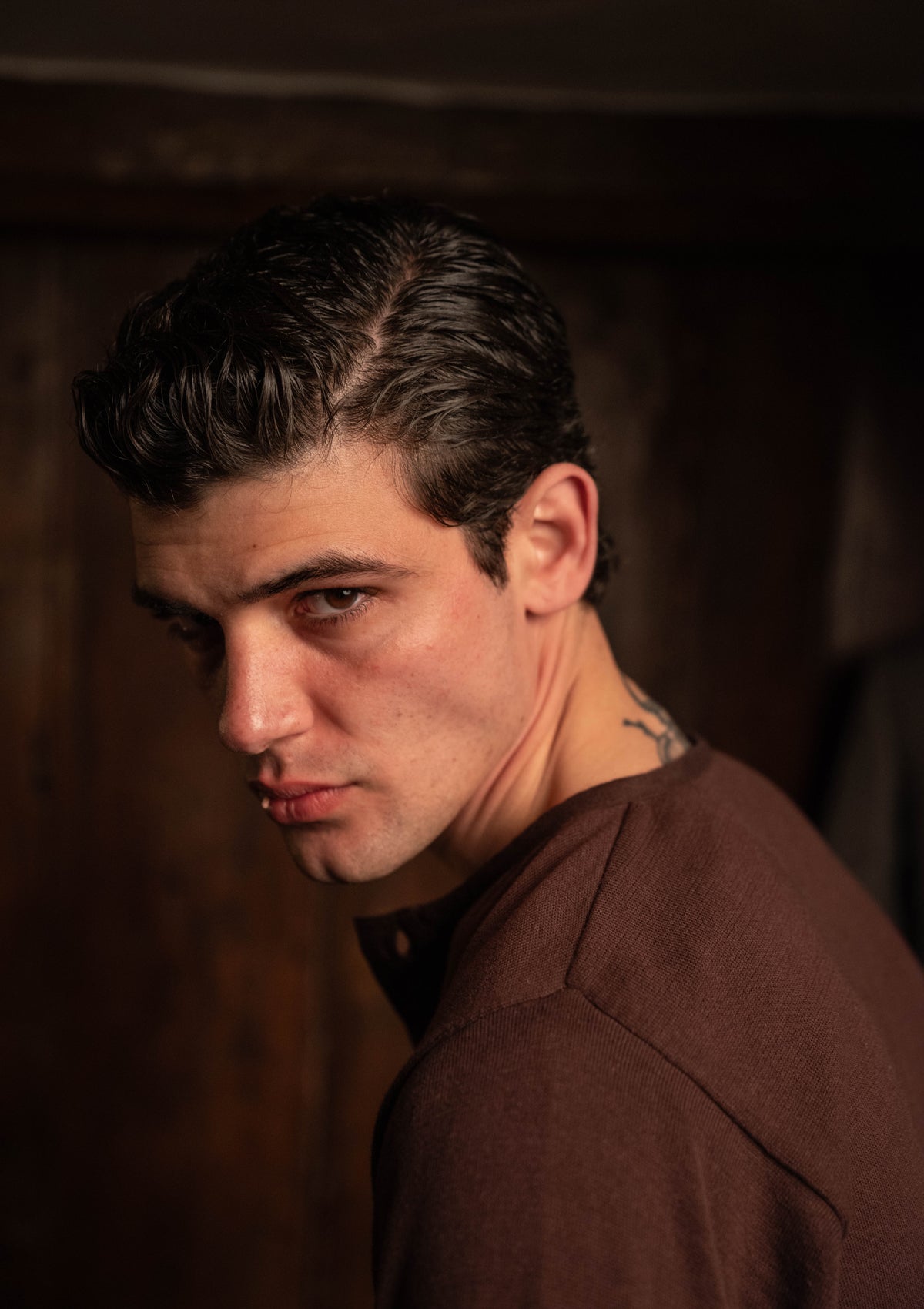 Short Sleeve Henley - Tobacco